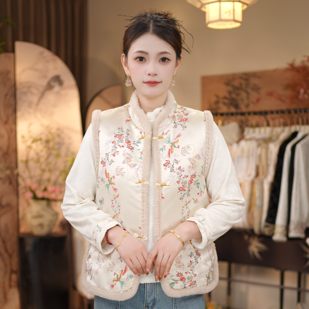 【凤祥图-加棉马甲】新中式加棉高端气质马甲6054