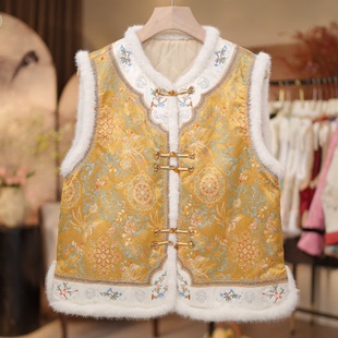中式 新款 加棉马甲 风精品织花高端马甲6160 凤凰宝相