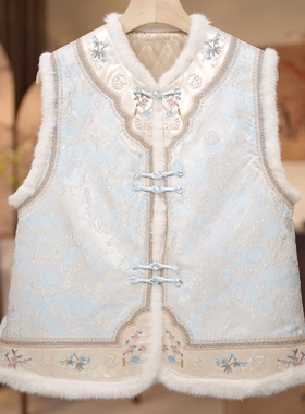 【锦花梦-加棉马甲】新中式国风圆领绣花马甲6909