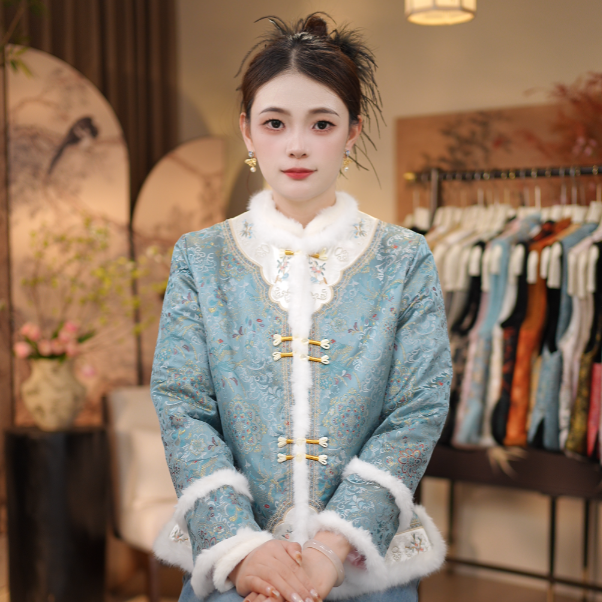 【福凤和鸣-棉服】新中式加棉圆领显瘦百搭棉服5881