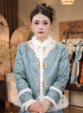 【福凤和鸣-棉服】新中式加棉圆领显瘦百搭棉服5881