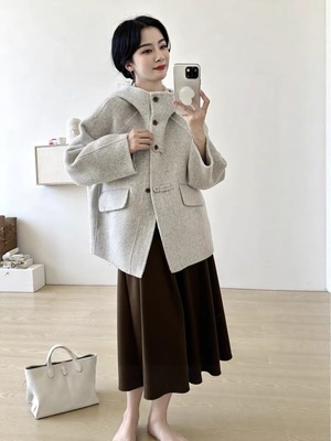 2025秋冬新款双面羊绒大衣女中长款韩版宽松羊毛呢子外套