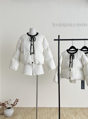 2026新款韩系波点棉服女冬季新款小个子短款面包服加厚保暖棉衣