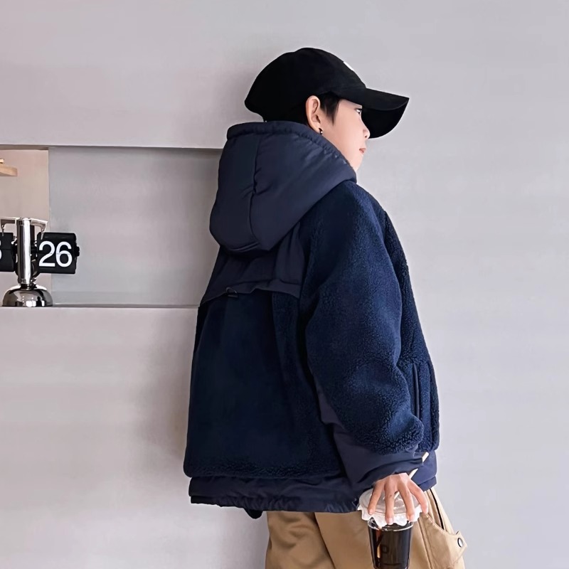 男童外套秋冬款加绒加厚毛毛衣2024新款儿童中大童冬装保暖上衣潮