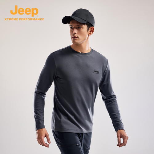 Jeep吉普户外长袖t恤男莫代尔