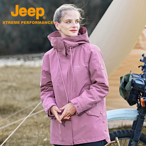 吉普保暖可拆卸连帽抓绒户外防风