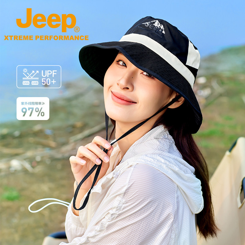 Jeep吉普户外渔夫帽男女同款沙滩海边露营钓鱼帽垂钓专用防晒帽子