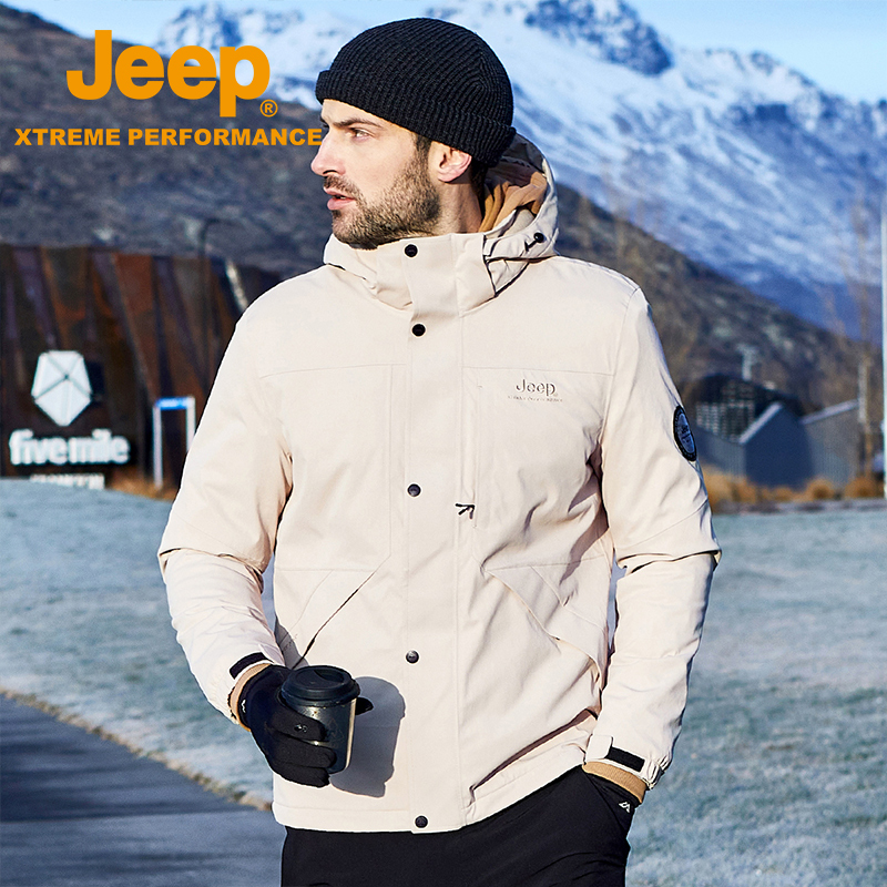 Jeep抓绒冲锋衣男户外防水登山服