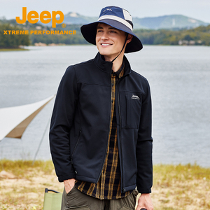 Jeep吉普秋冬新款软壳衣男士户外加绒保暖外套防水透气工装夹克