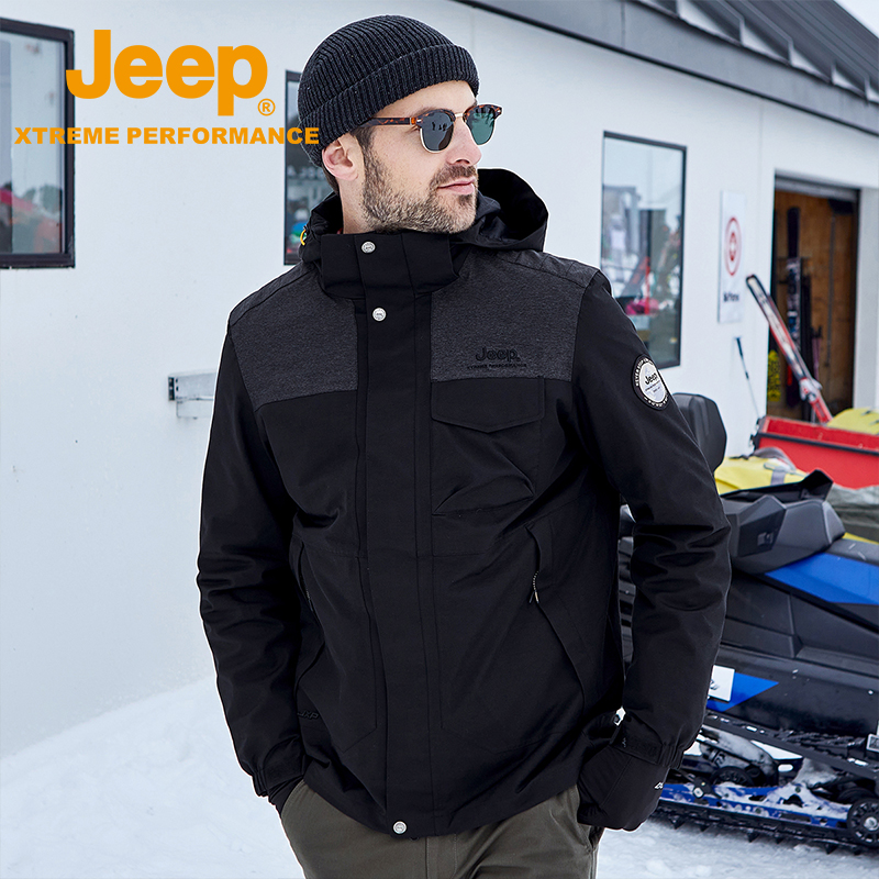 Jeep户外保暖羽绒服冲锋衣男