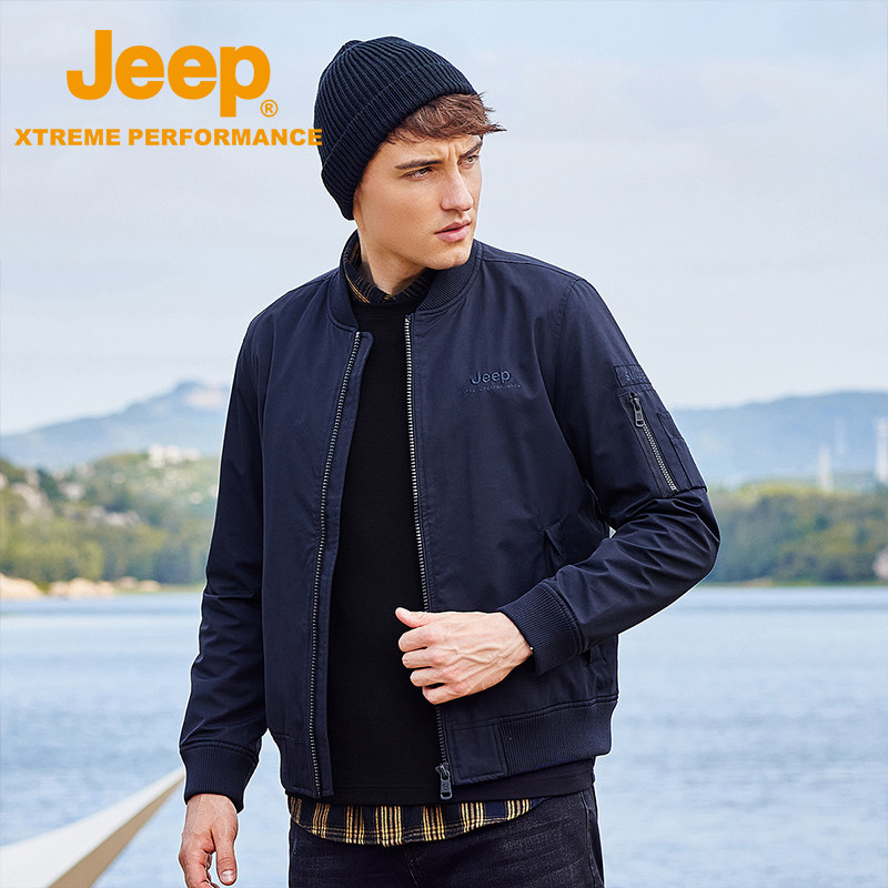 Jeep吉普复古棒球服茄克男户外休闲防水上衣美式复古飞行夹克外套
