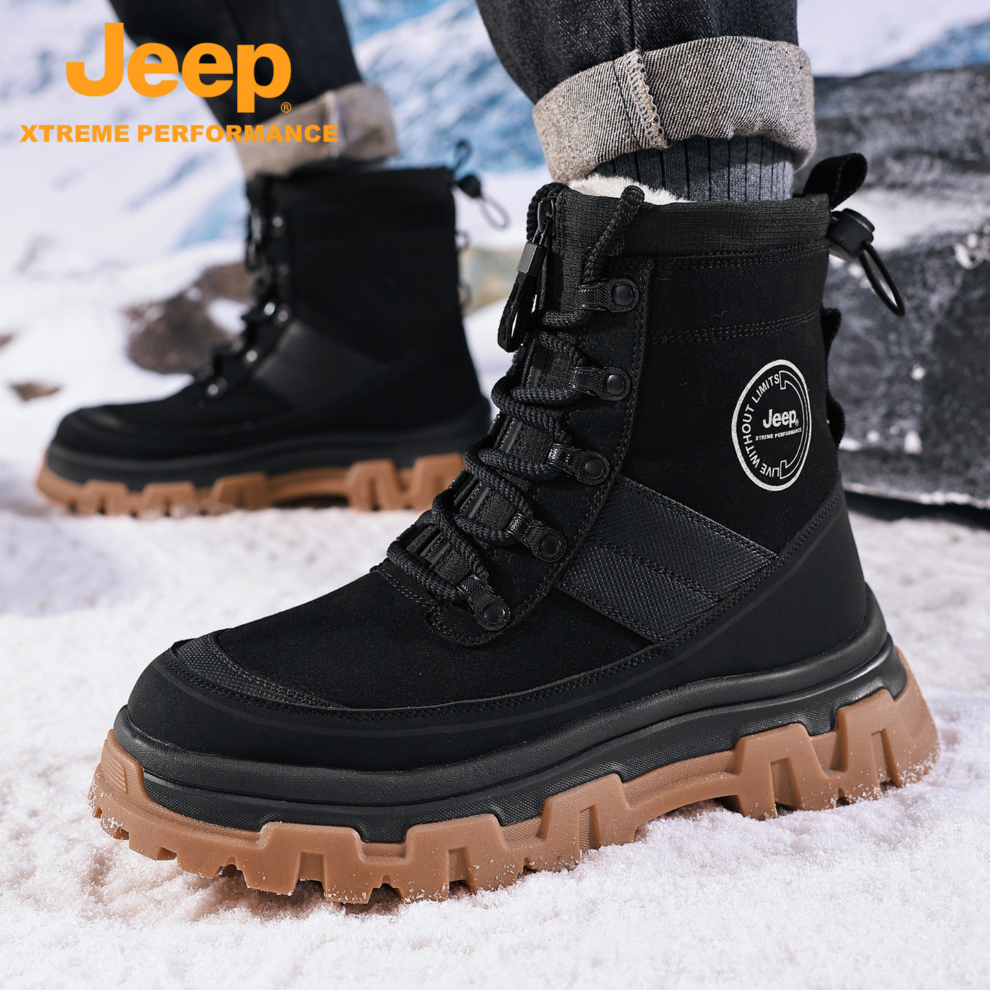 Jeep/吉普东北雪地靴男雪乡长白山加绒加厚棉鞋防滑防水靴子秋冬,户外/登山/野营/旅行用品,雪地靴,淘宝优惠券,粉丝福利购,淘宝优惠卷