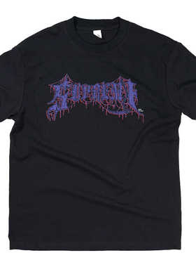 美式重磅短袖T恤300g纯棉双纱bootleg恶搞sup重金属摇滚宽松tee潮