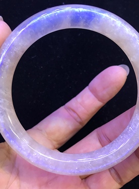 日月同辉蓝月光太阳石亮片彩虹共生圆条手镯天然