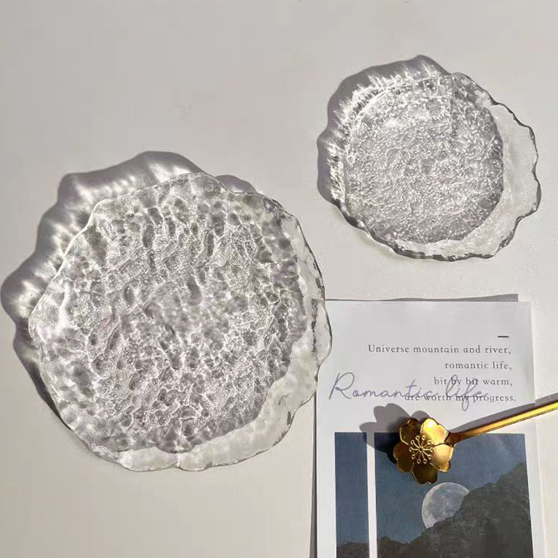 日式不规则玻璃盘子长方形托盘圆形甜品平盘创意餐具料理盘寿司盘
