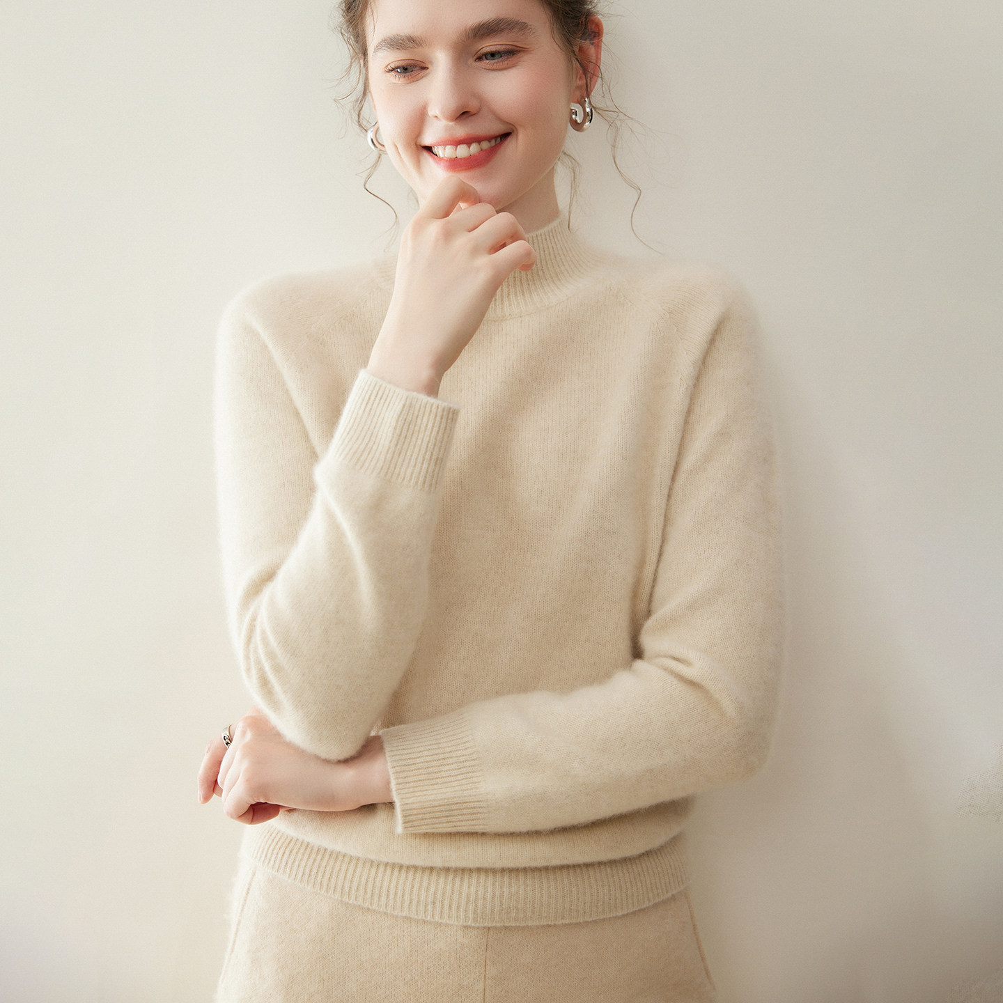 秋冬新款100%纯山羊绒衫女半高领加厚一线插肩袖慵懒宽松针织打底,女装/女士精品,羊绒衫,淘宝优惠券,粉丝福利购,淘宝优惠卷