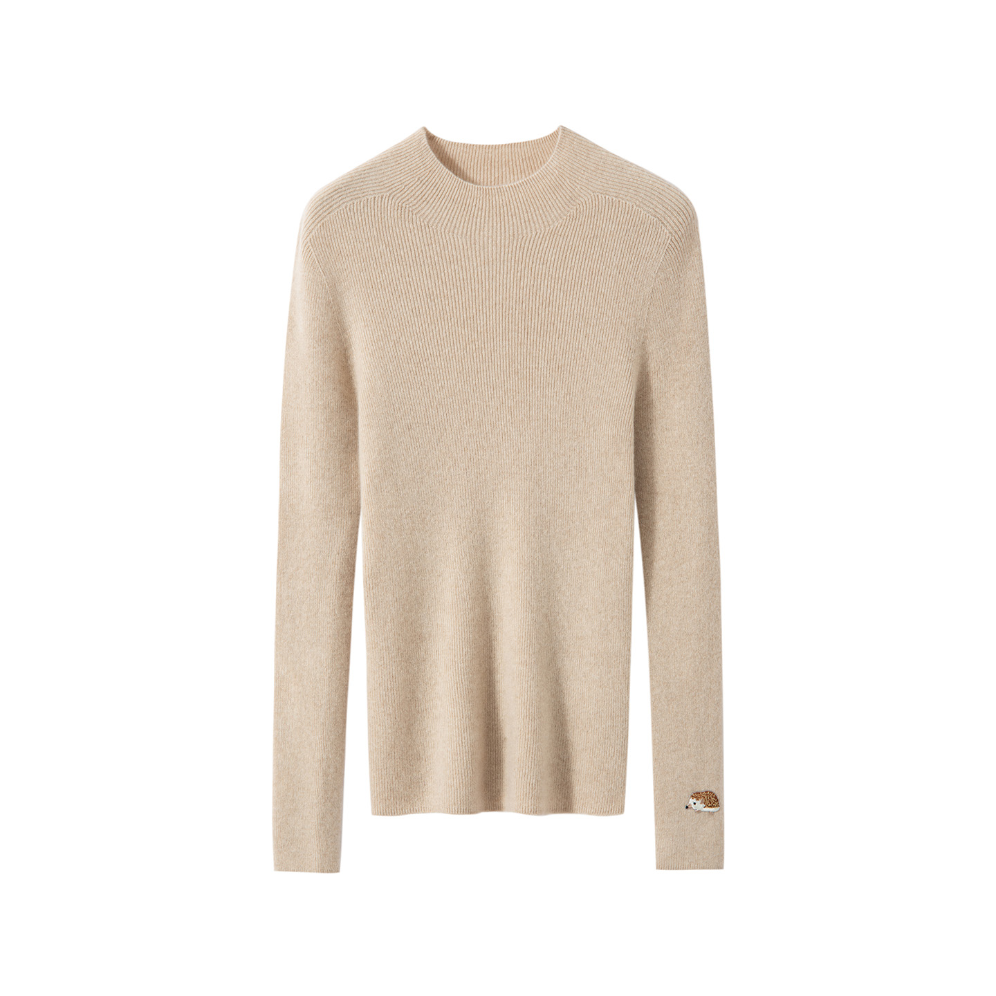 25新款半高领100%山羊绒女刺猬刺绣针织衫秋冬百搭修身内搭打底衫