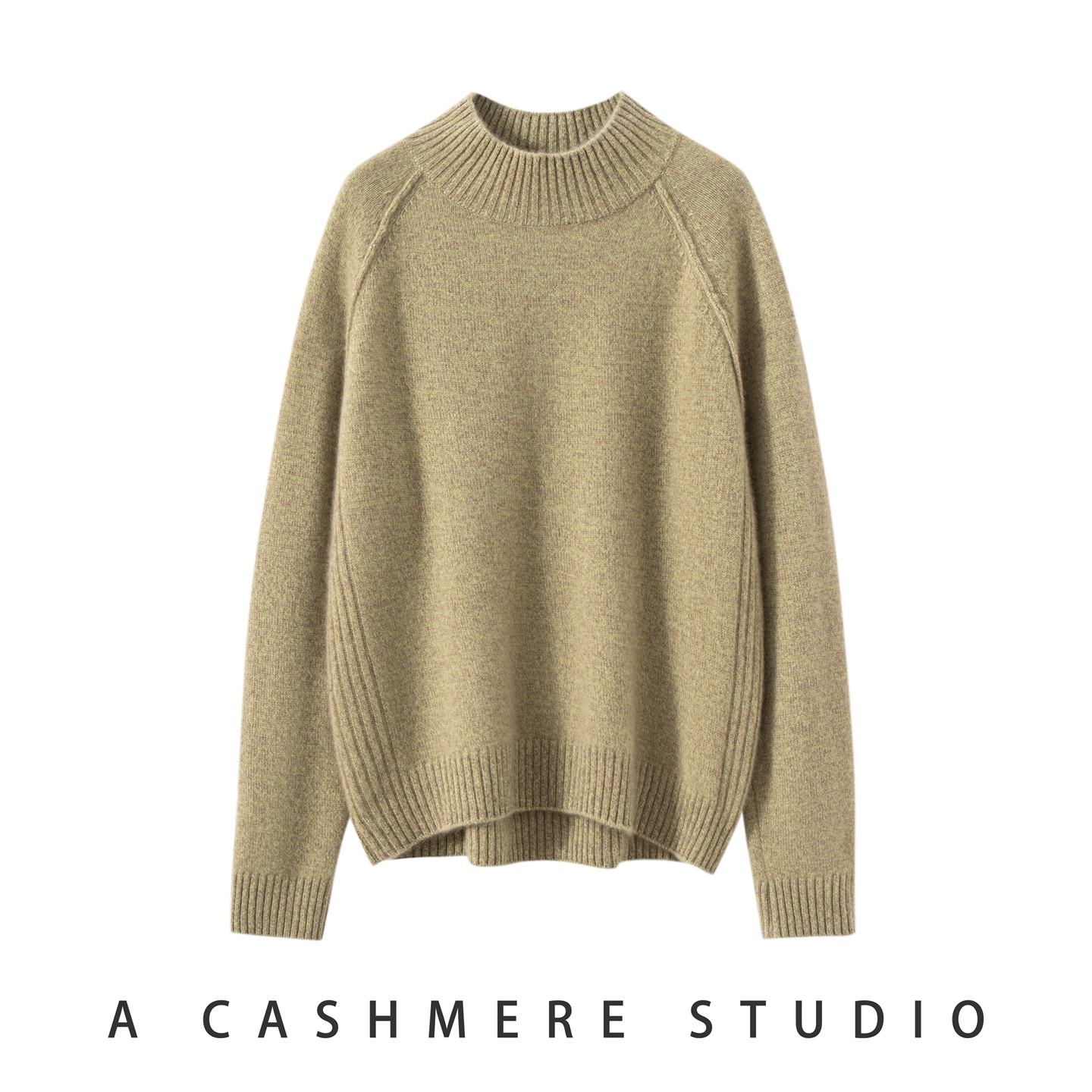 秋冬新款100%山羊绒衫女半高领加厚保暖毛衣花纱插肩袖针织打底衫