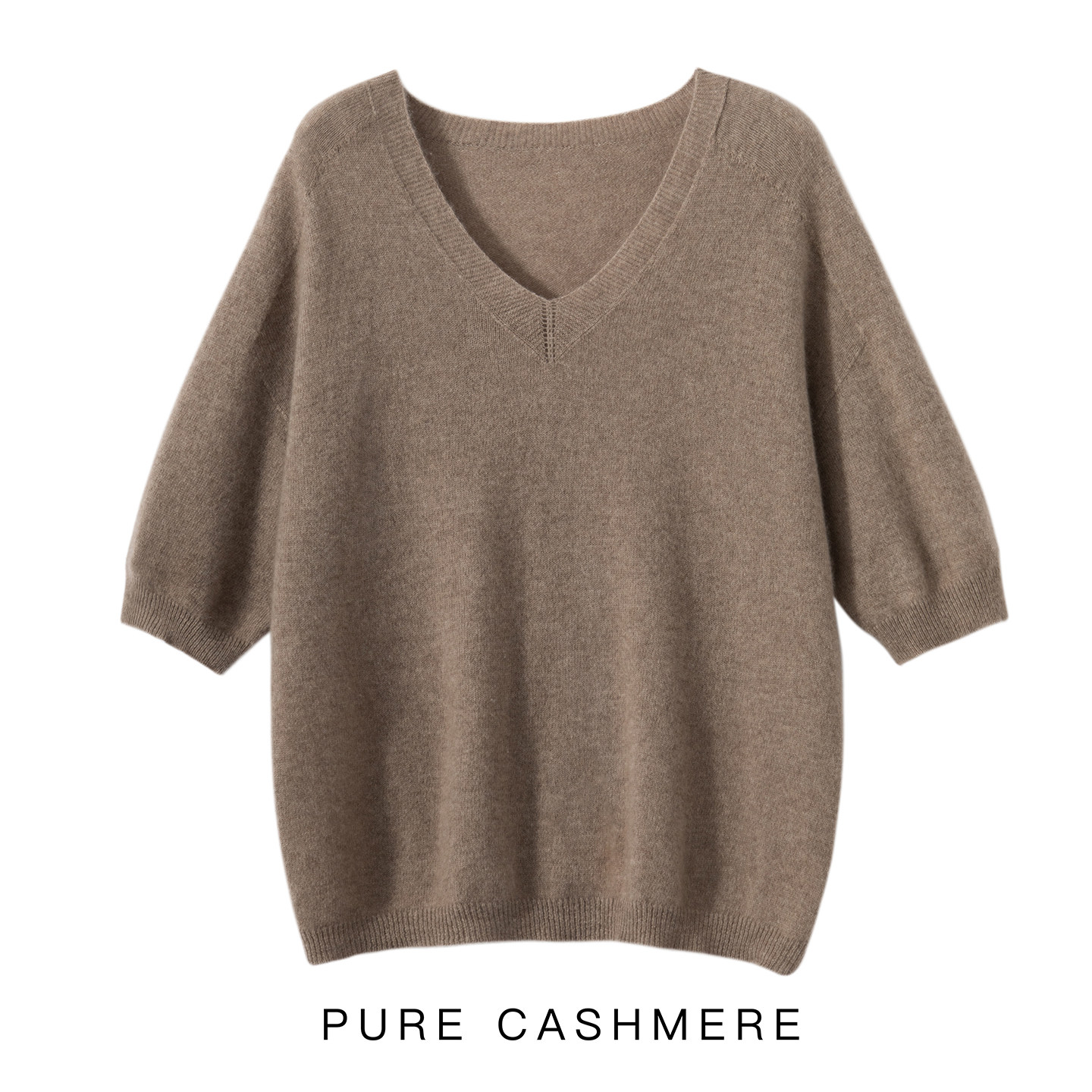 25新款秋冬100纯山羊绒女V领针织衫宽松短袖毛衣打底衫五分袖上衣,女装/女士精品,羊绒衫,淘宝优惠券,粉丝福利购,淘宝优惠卷