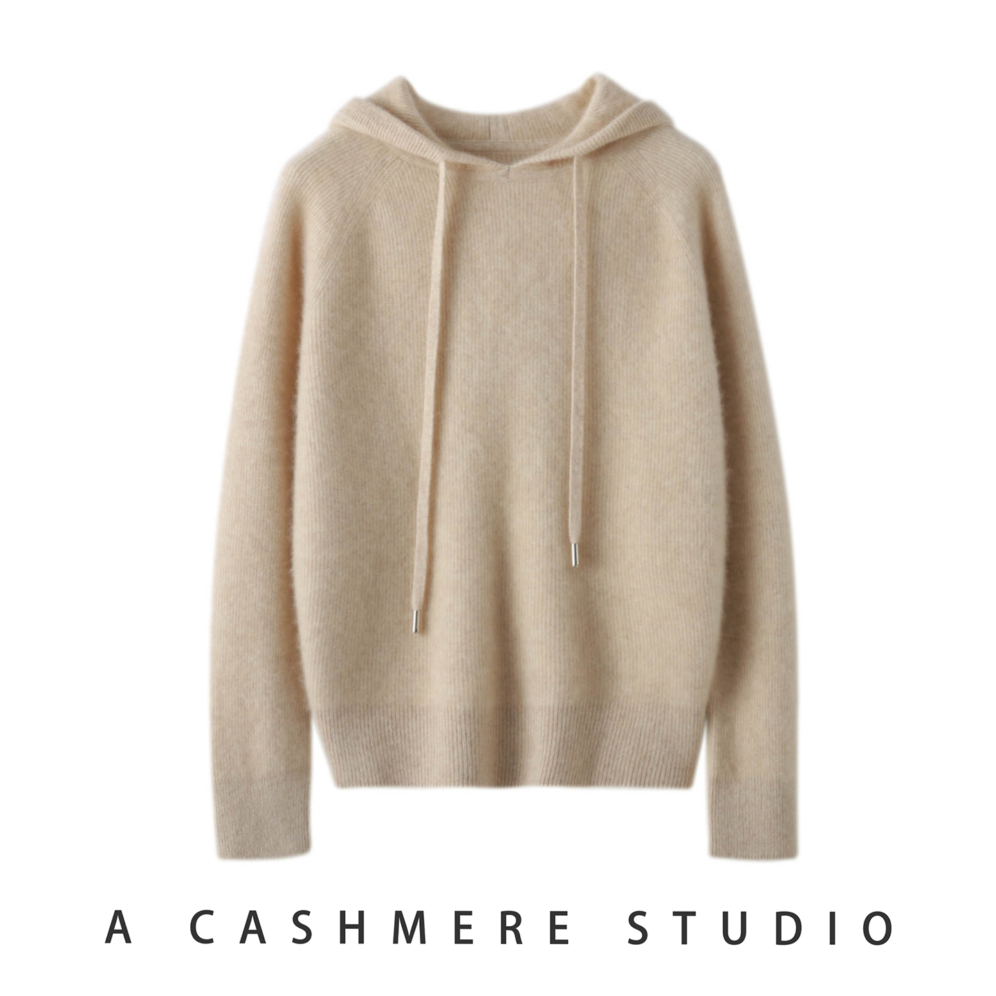 2025秋冬新款100%纯山羊绒时尚百搭软糯保暖针织帽衫宽松上衣毛衣