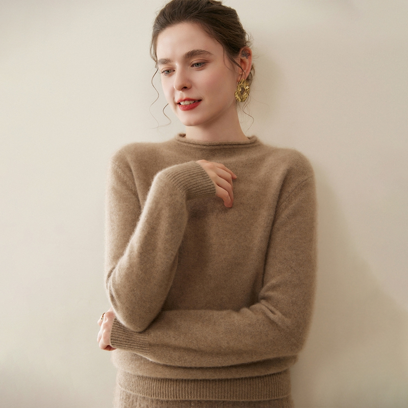2025秋冬新款半高领100纯山羊绒衫女加厚亲肤软糯内搭针织打底衫