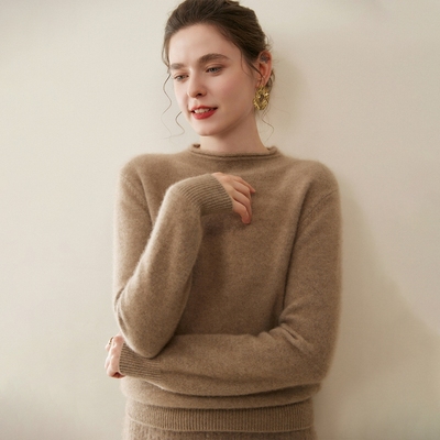 2025秋冬新款半高领100纯山羊绒衫女加厚亲肤软糯内搭针织打底衫