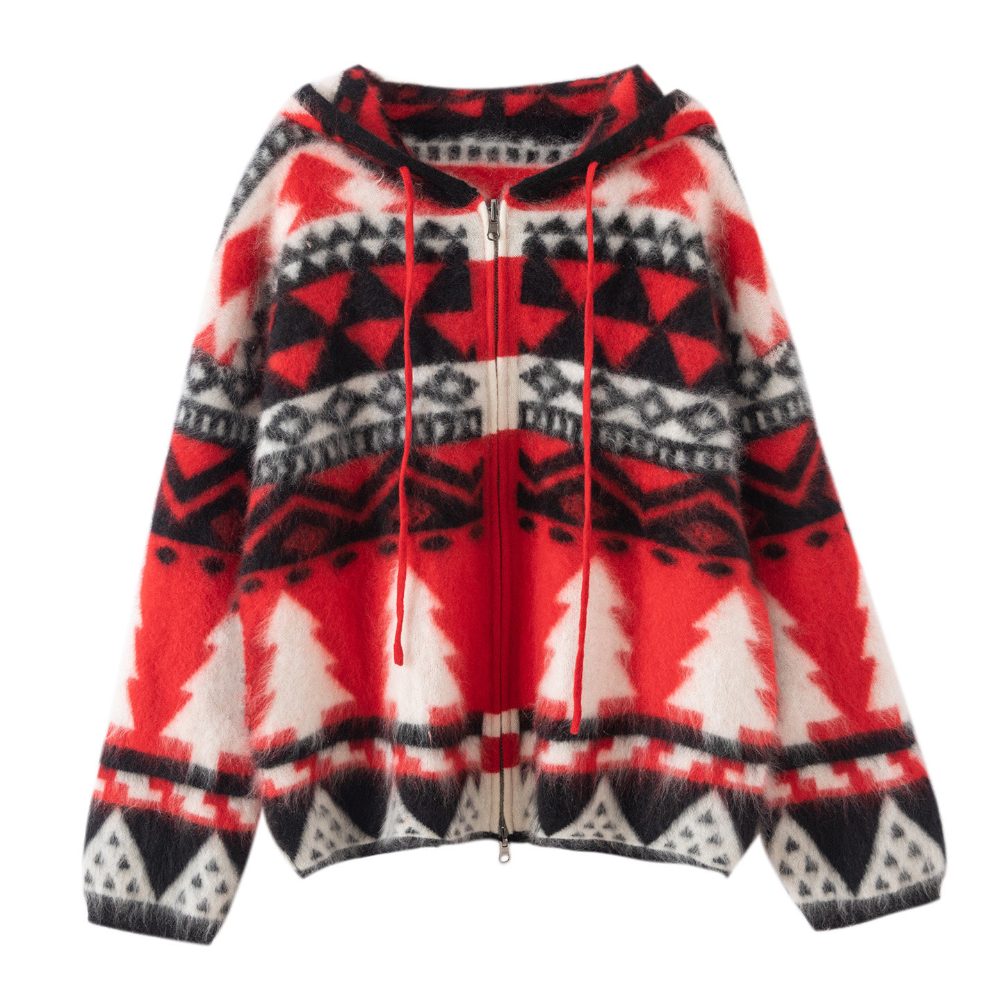 秋冬新款100%纯山羊绒衫女加厚连帽拉绒撞色提花针织帽衫毛衣外套,女装/女士精品,羊绒衫,淘宝优惠券,粉丝福利购,淘宝优惠卷