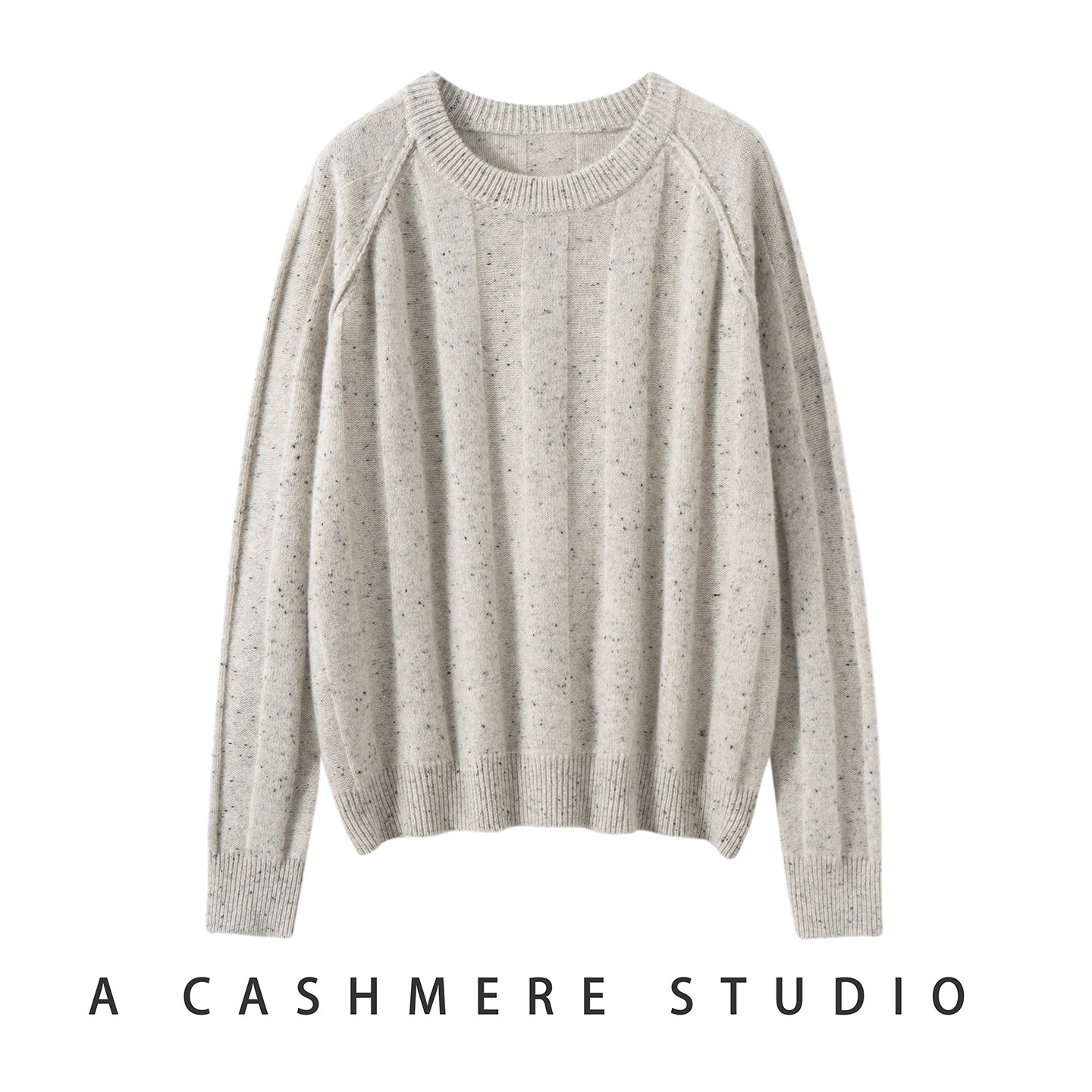 100%山羊绒衫女简约圆领加厚点子纱套头毛衣休闲宽松百搭针织打底