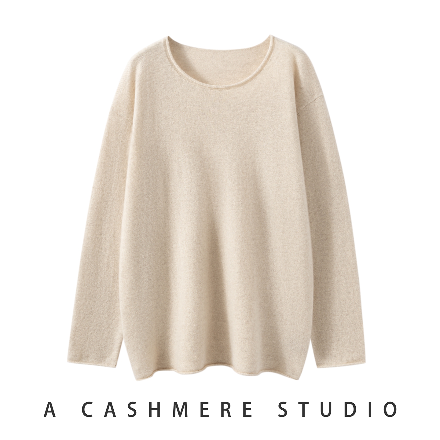 2025秋冬新款女100%山羊绒圆领纯色宽松休闲舒适慵懒针织上衣套衫