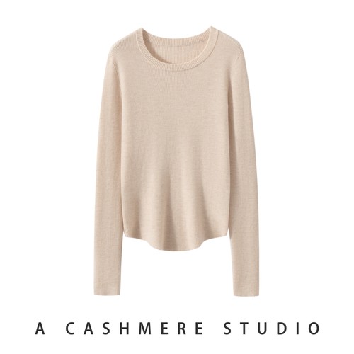 2025秋冬新款精纺100%山羊绒衫女圆领百搭舒适保暖显瘦毛衣打底衫