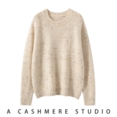 七彩纱加厚圆领2025秋冬新款 100%山羊绒圆领宽松百搭休闲针织套衫