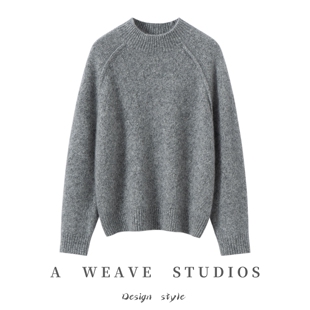 圆领加厚女宽松套头毛衣打底保暖针织衫 2025秋冬新款 桑蚕丝羊绒衫