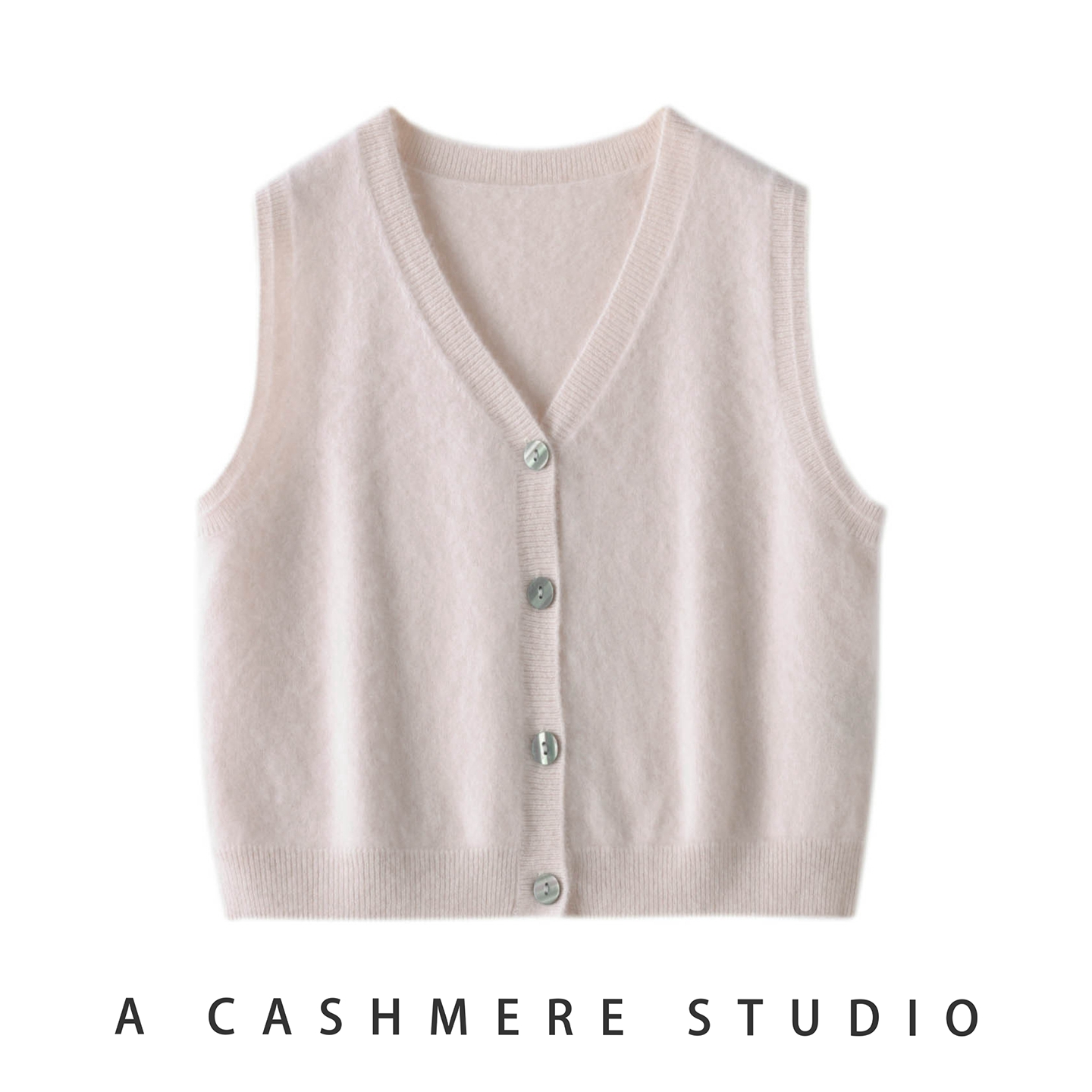 2025秋冬新款100%山羊绒V领针织马甲女休闲百搭保暖背心坎肩开衫