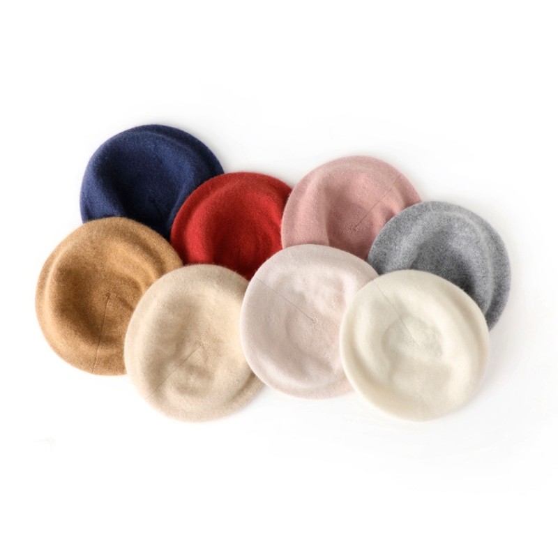 100%山羊绒韩版保暖针织贝雷帽子