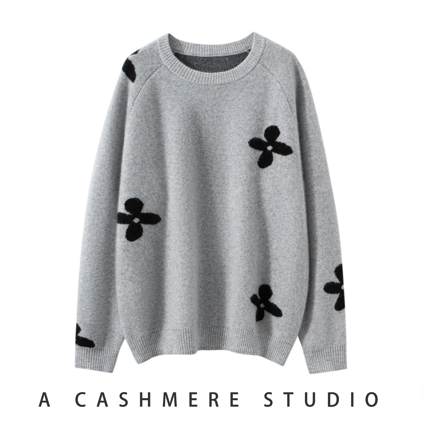 2025秋冬新款100%山羊绒女圆领嵌花针织衫时尚百搭加厚毛衣打底衫,女装/女士精品,羊绒衫,淘宝优惠券,粉丝福利购,淘宝优惠卷