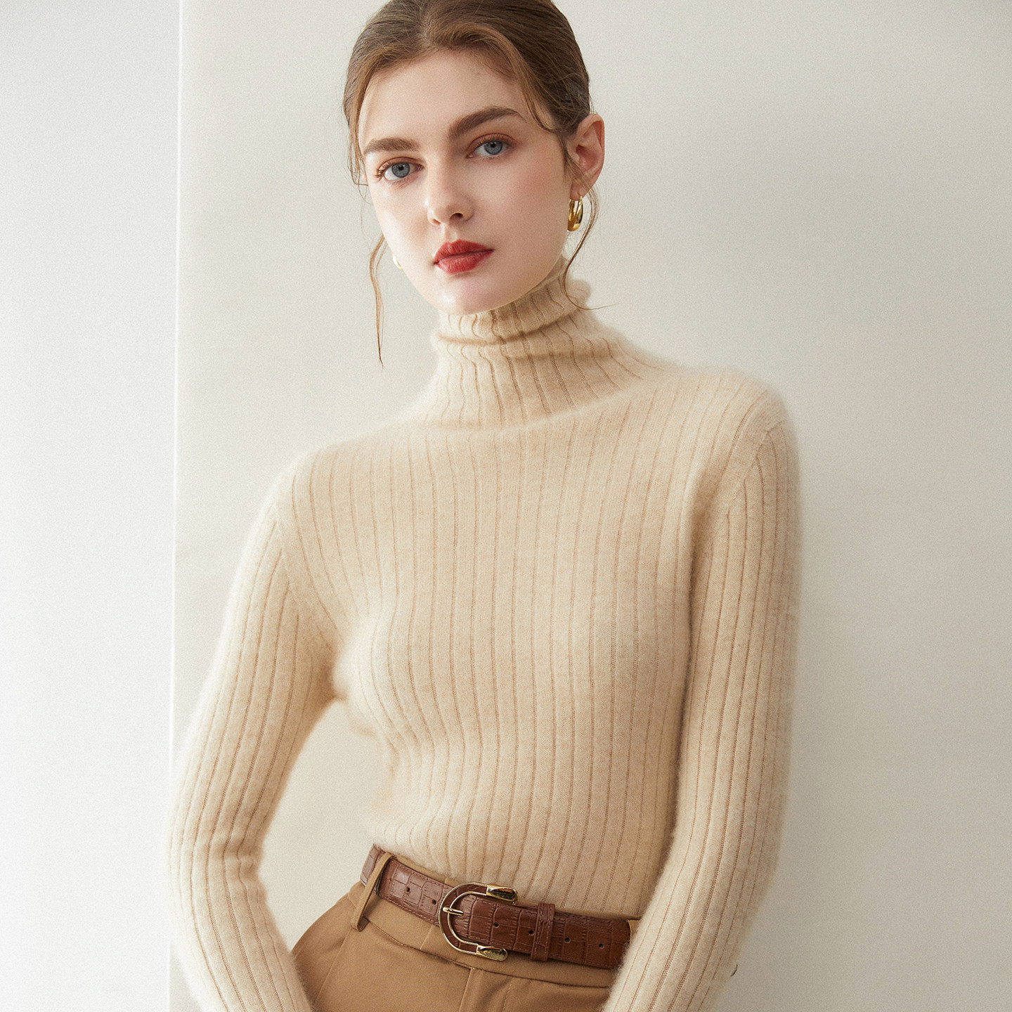 秋冬新款100%山羊绒衫女高领纯色抽条修身显瘦套头针织打底衫毛衣,女装/女士精品,羊绒衫,淘宝优惠券,粉丝福利购,淘宝优惠卷