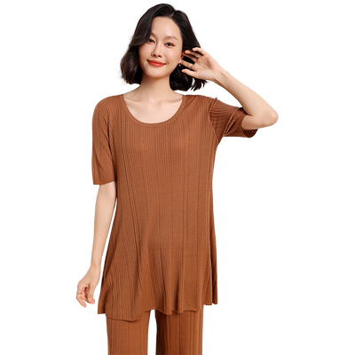 精纺纯羊毛短袖薄款T中长款打底