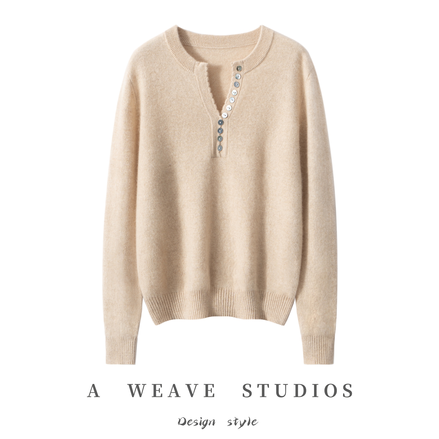 25秋冬新款剪刀领多扣100%纯山羊绒衫女软糯毛衣纯羊绒针织打底衫