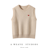 2025秋冬新款 女100%山羊绒马甲圆领无袖 软糯百搭针织上衣纯色百搭