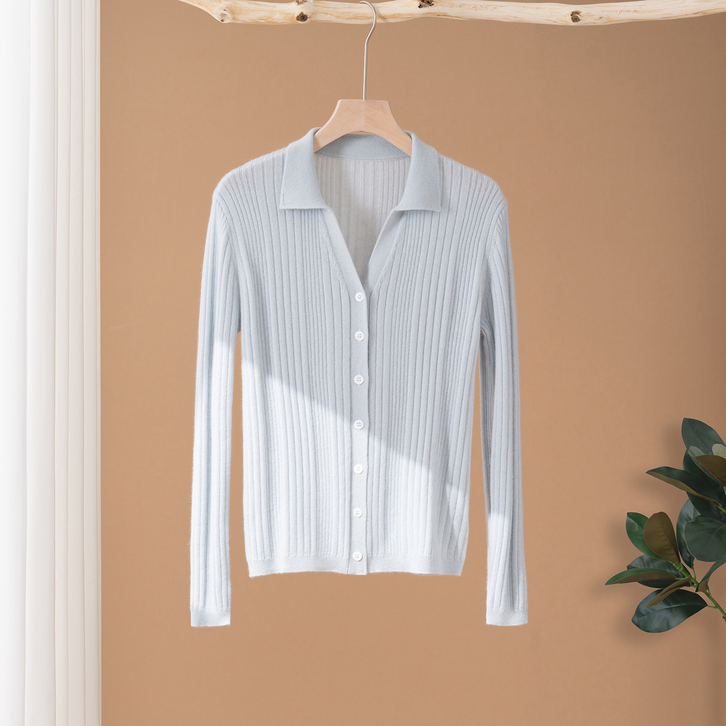 2025秋冬新款100%山羊绒衫女翻领针织衫修身开衫毛衣百搭外套上衣