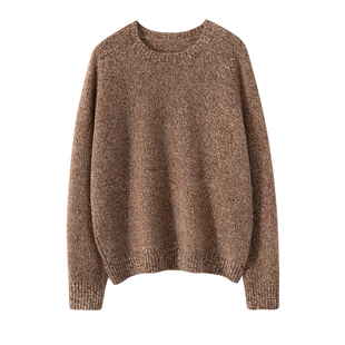 秋冬新款花纱100%纯山羊绒衫女软糯圆领针织衫宽松加厚毛衣打底衫