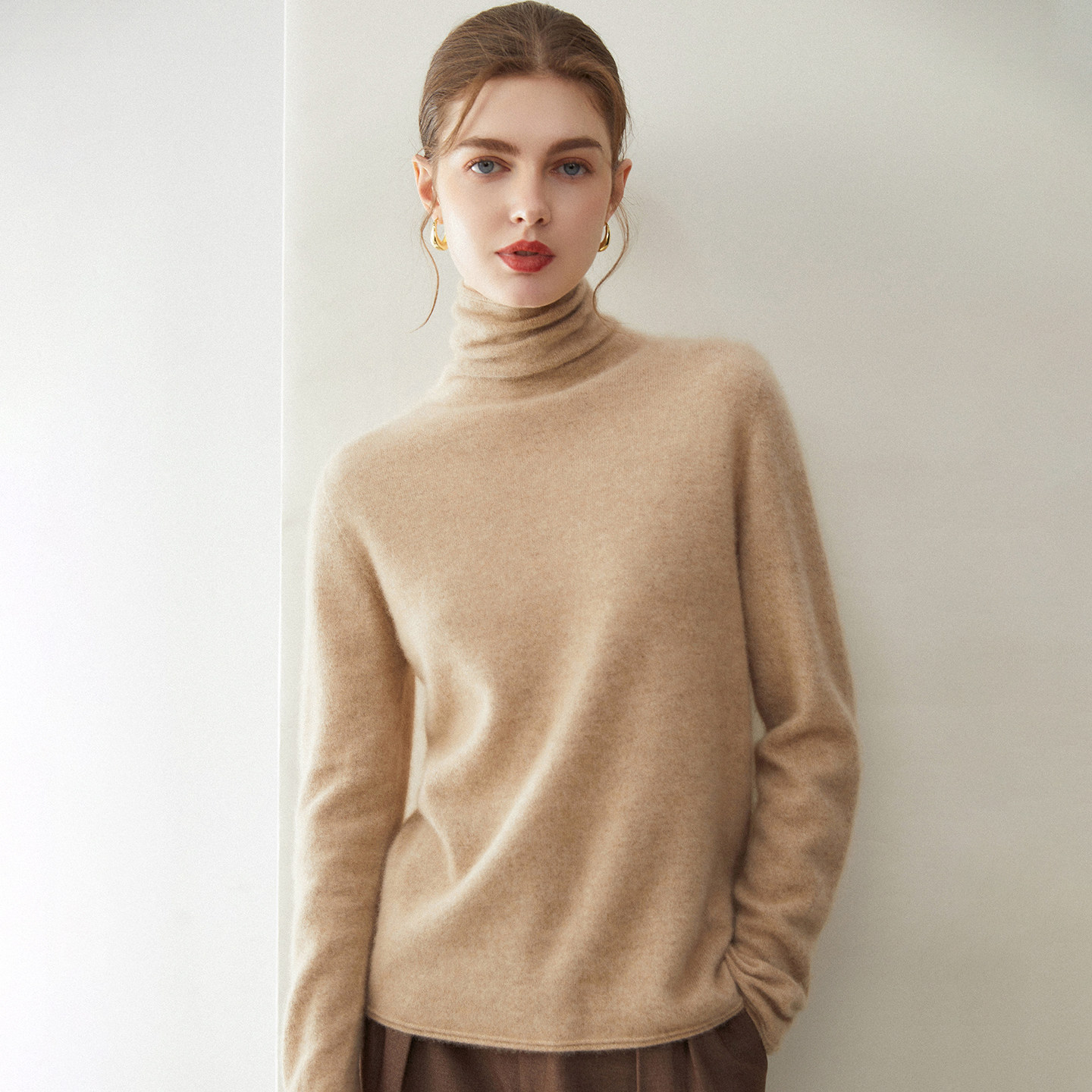 2025秋冬新款100%纯山羊绒衫女软糯针织堆堆领内搭打底衫百搭毛衣,女装/女士精品,羊绒衫,淘宝优惠券,粉丝福利购,淘宝优惠卷