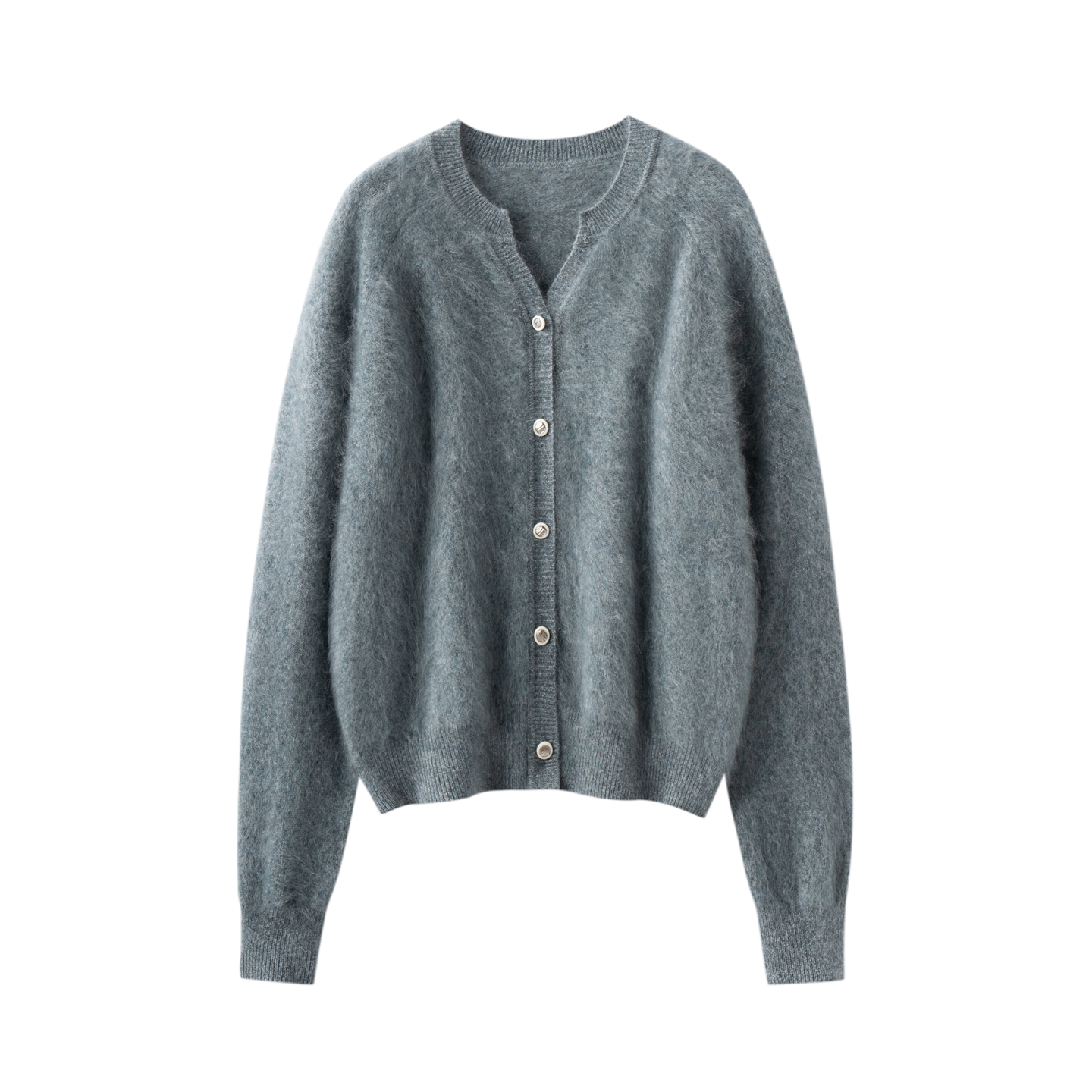 25秋冬新款100%山羊绒拉绒开衫女花纱V领加厚外套宽松慵懒风毛衣