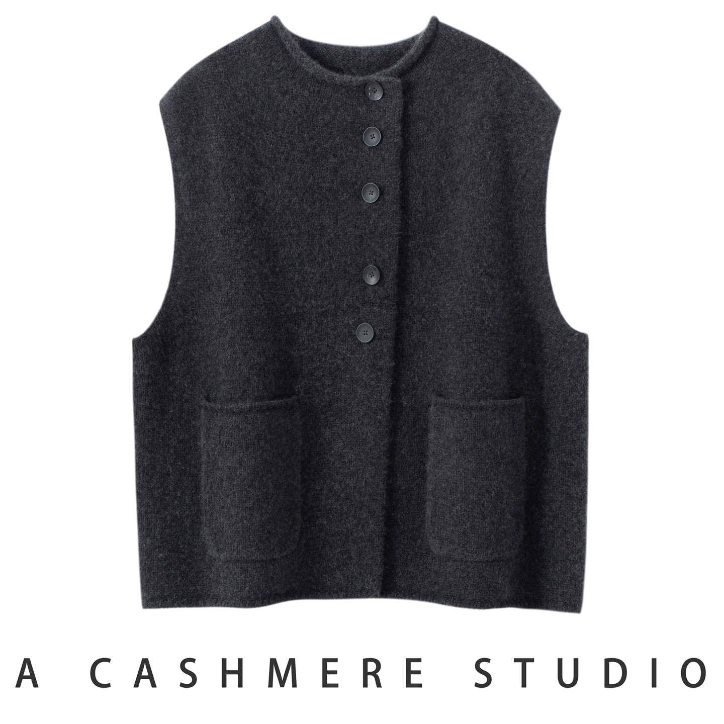 秋冬新款加厚100%山羊绒马甲女洋气系扣外搭高质叠穿针织无袖开衫