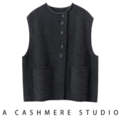 开衫 秋冬新款 加厚100%山羊绒马甲女洋气系扣外搭高质叠穿针织无袖