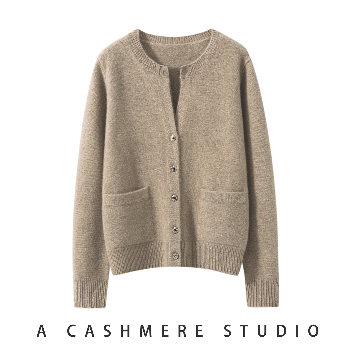 2025新款秋冬100%纯山羊绒衫女加厚圆领针织开衫宽松百搭毛衣外套