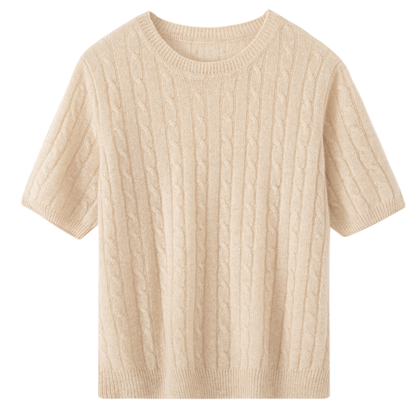 秋冬新款100%羊绒衫女麻花圆领短袖针织衫百搭打底衫宽松套头毛衣