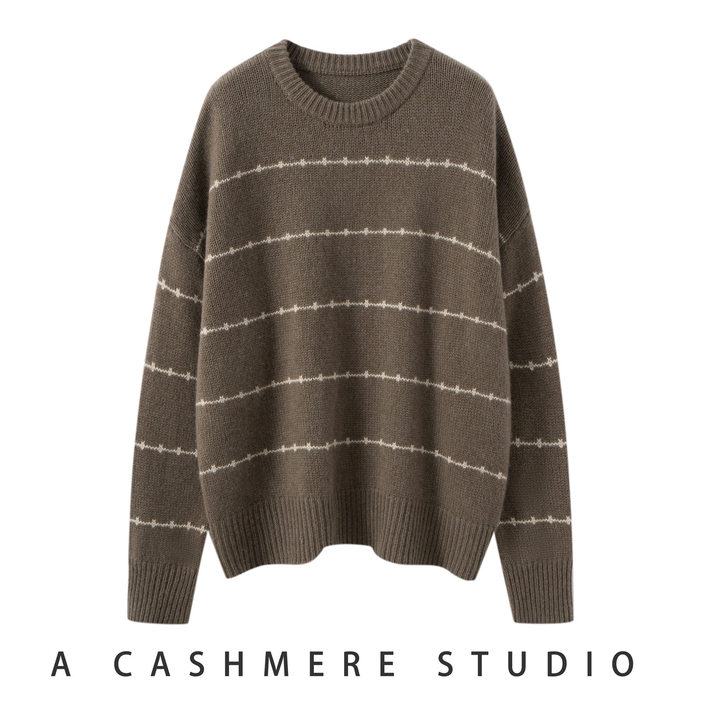 2025秋冬季新款100%纯山羊绒衫女加厚圆领条纹撞色宽松百搭针织衫,女装/女士精品,羊绒衫,淘宝优惠券,粉丝福利购,淘宝优惠卷