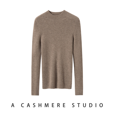 2025秋冬新款羊绒衫女100%山羊绒纯色半高领内搭修身打底针织套衫