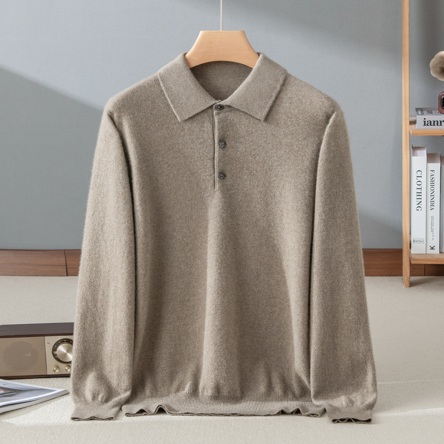 100%纯山羊绒衫男士轻奢简约纯色POLO领衫商务休闲套头针织衫毛衣,男装,羊绒套衫,淘宝优惠券,粉丝福利购,淘宝优惠卷